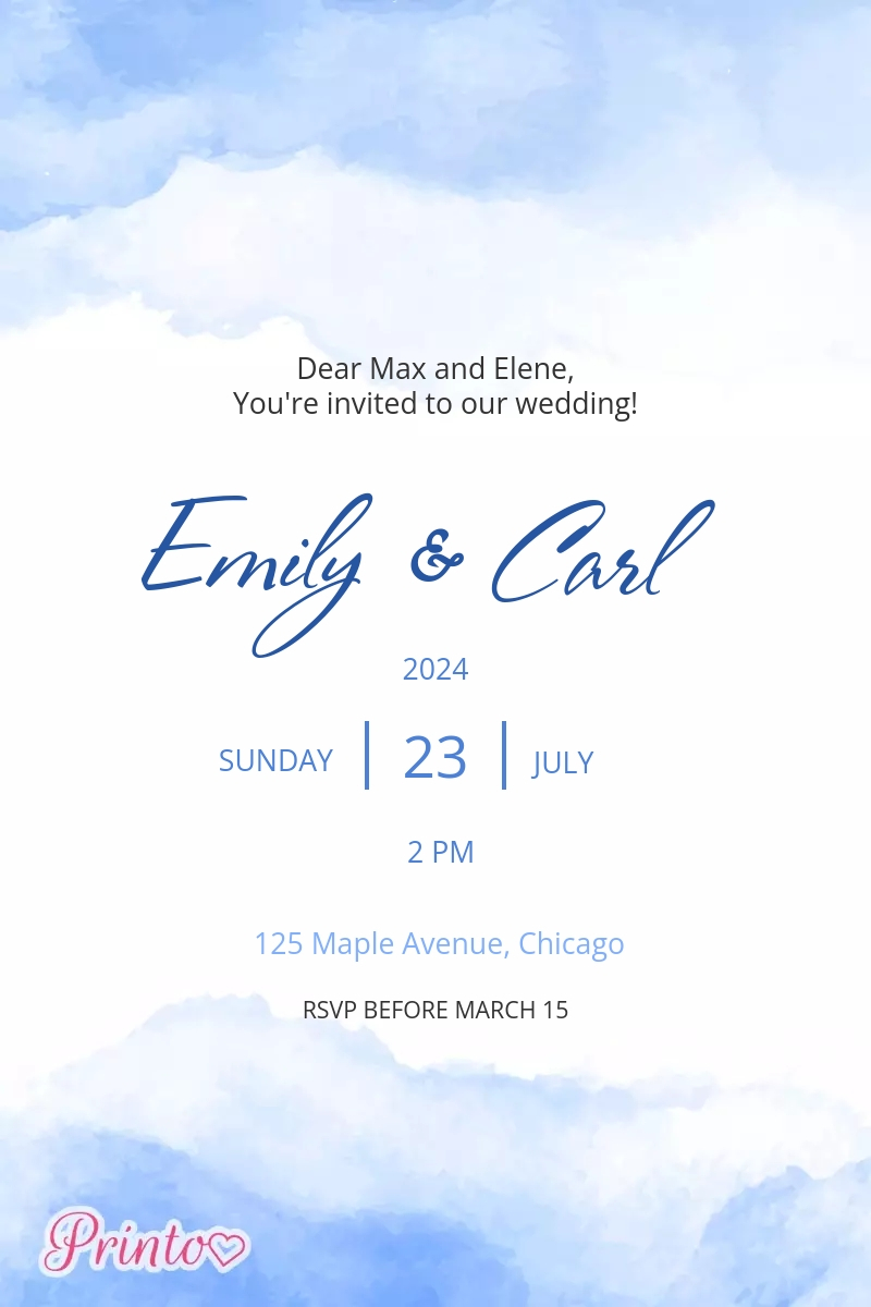 Wedding invitation template "Watercolor sky"