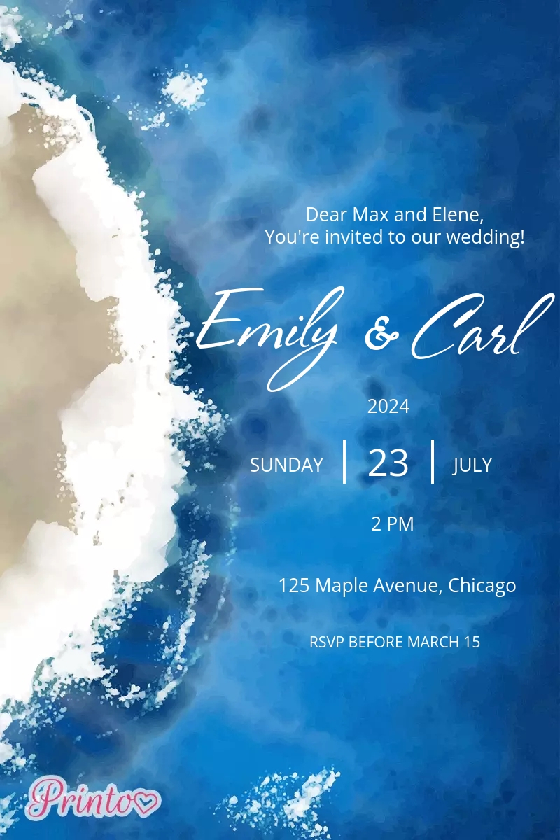Wedding invitation template "Shores of love"