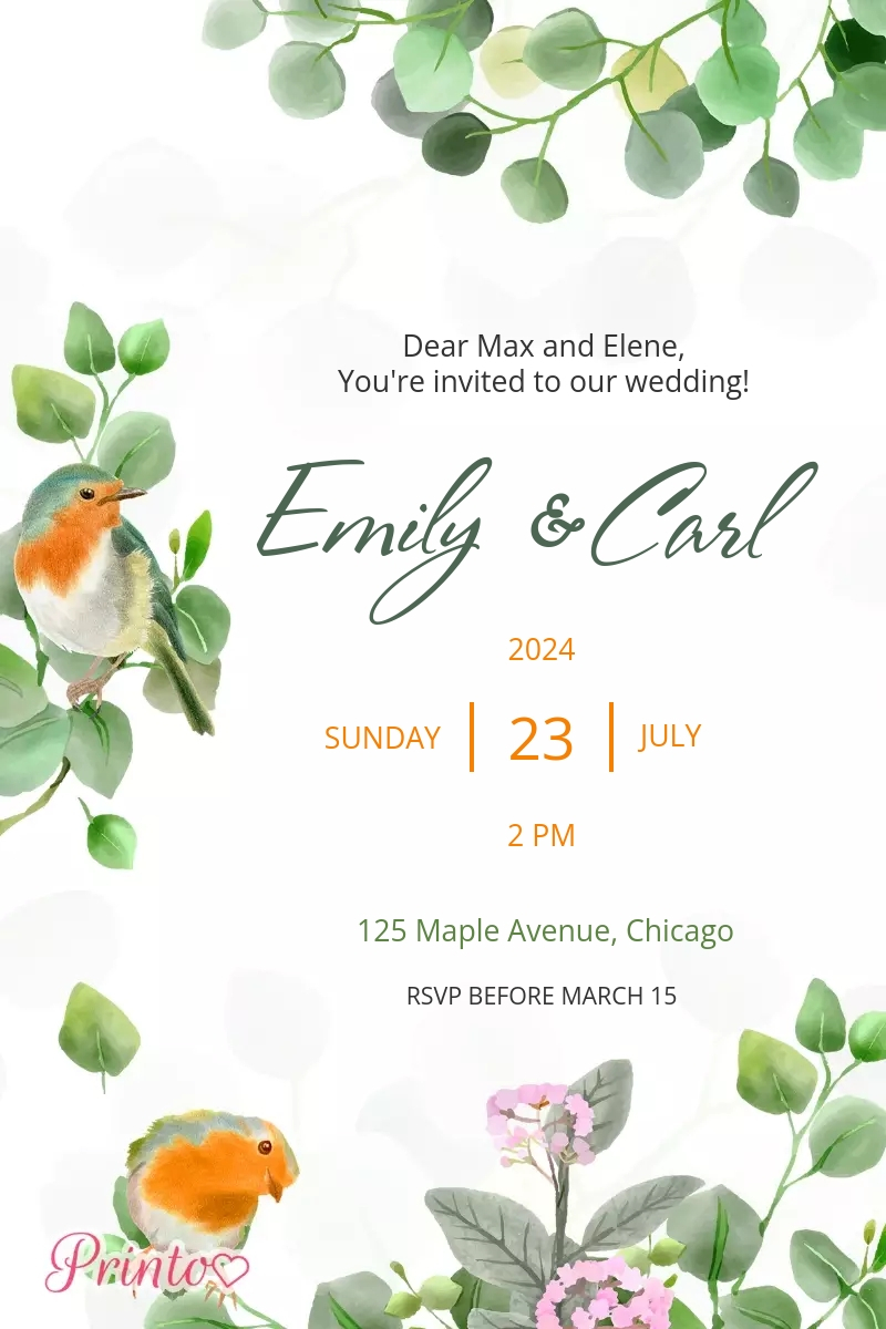 Wedding invitation template "A tale of joy"