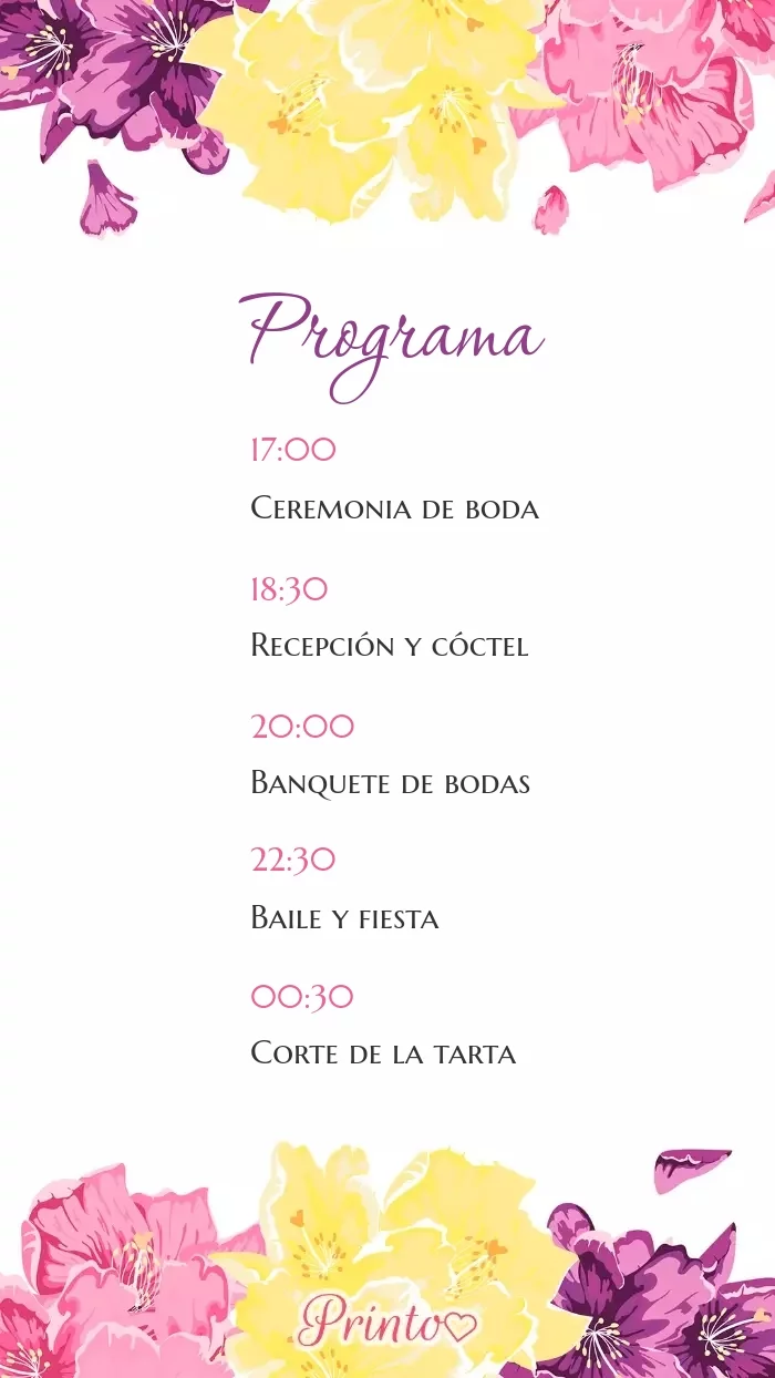 Programa de la boda - Boceto 1