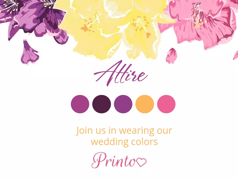 Dress code card template "Rhododendron beauty"