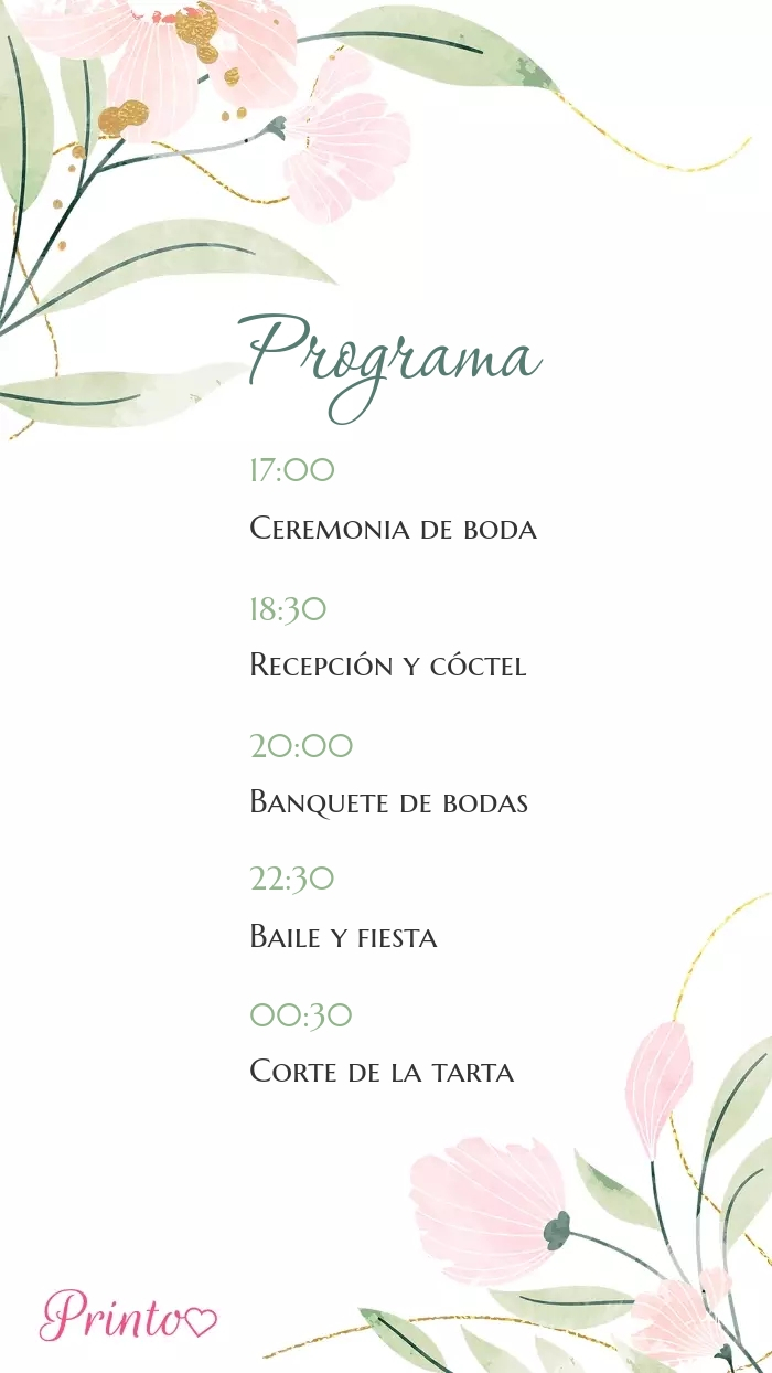 Programa de la boda - Boceto 1