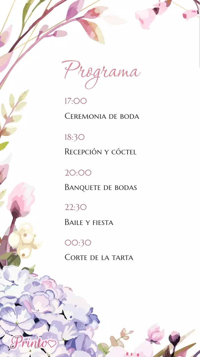 Programa de la boda - Boceto 1