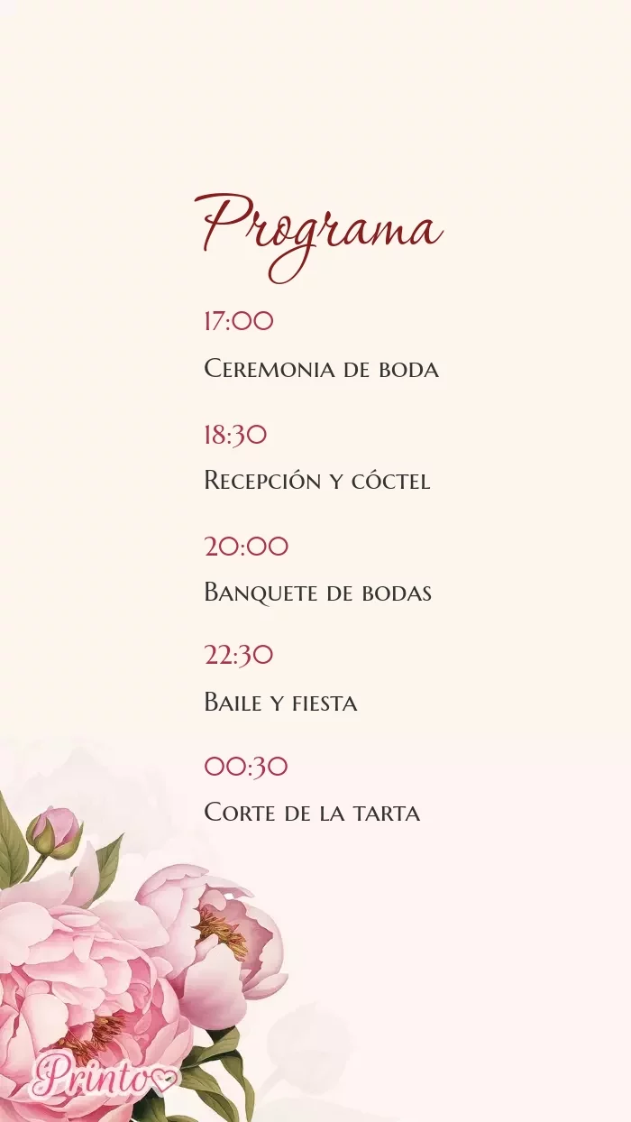 Programa de la boda - Boceto 1