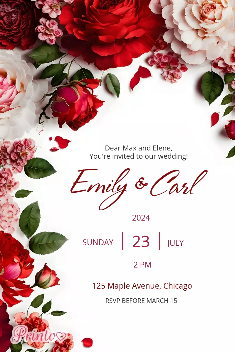 Wedding invitation template "Red and white wedding"