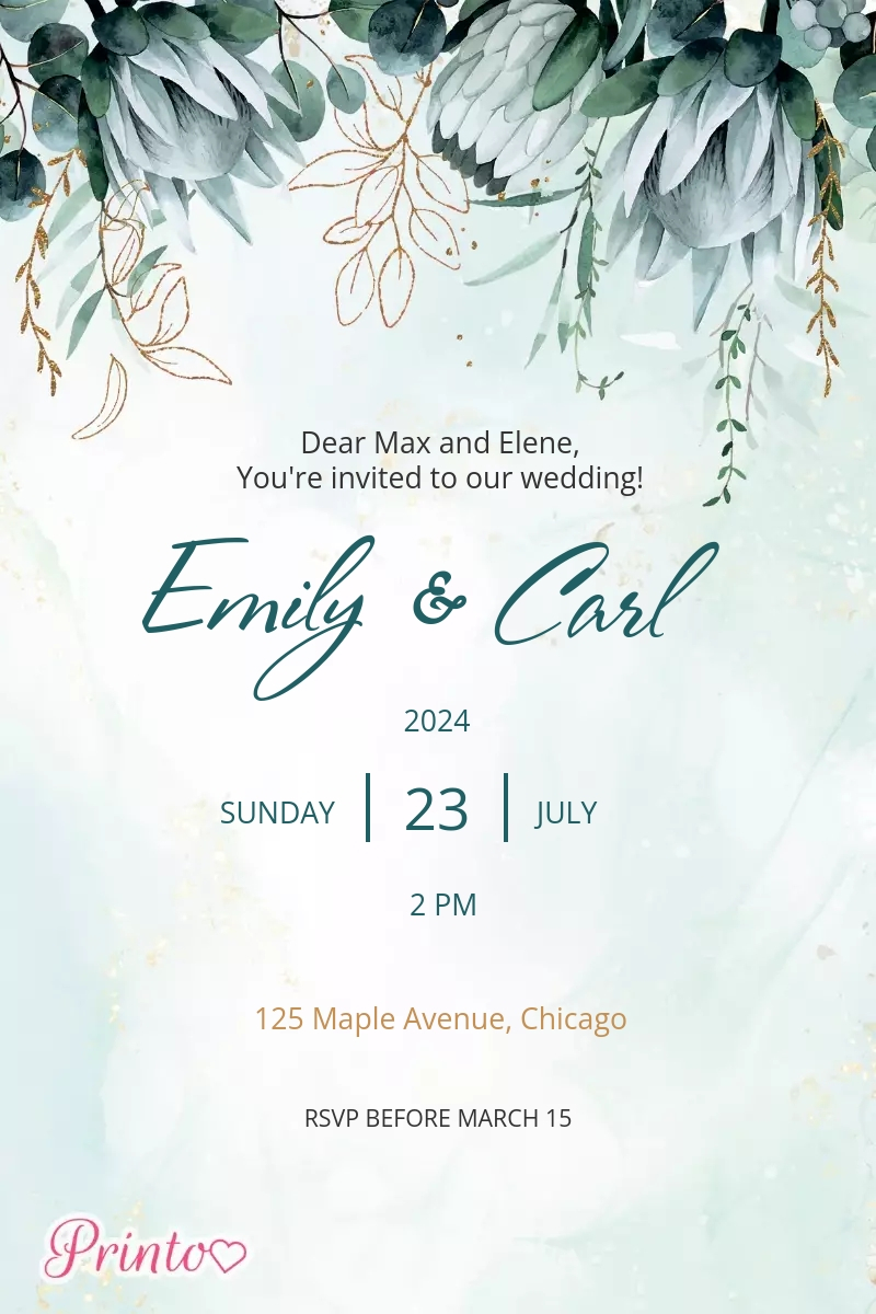 Wedding invitation template "Tropical glow"