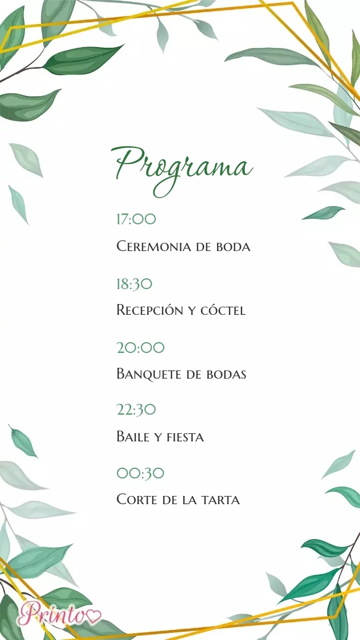 Programa de la boda - Boceto 1