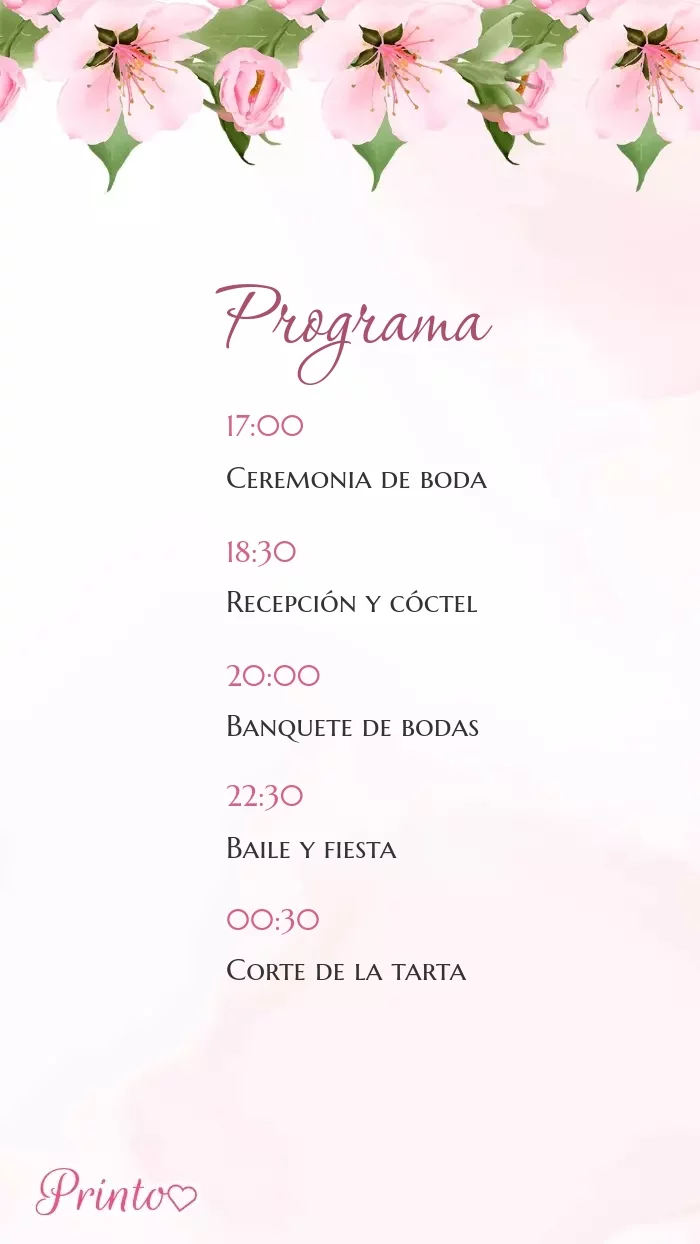 Programa de la boda - Boceto 1