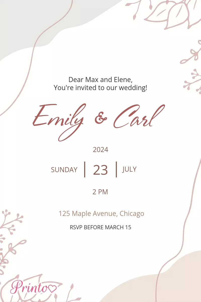 Wedding invitation template "Adagio"