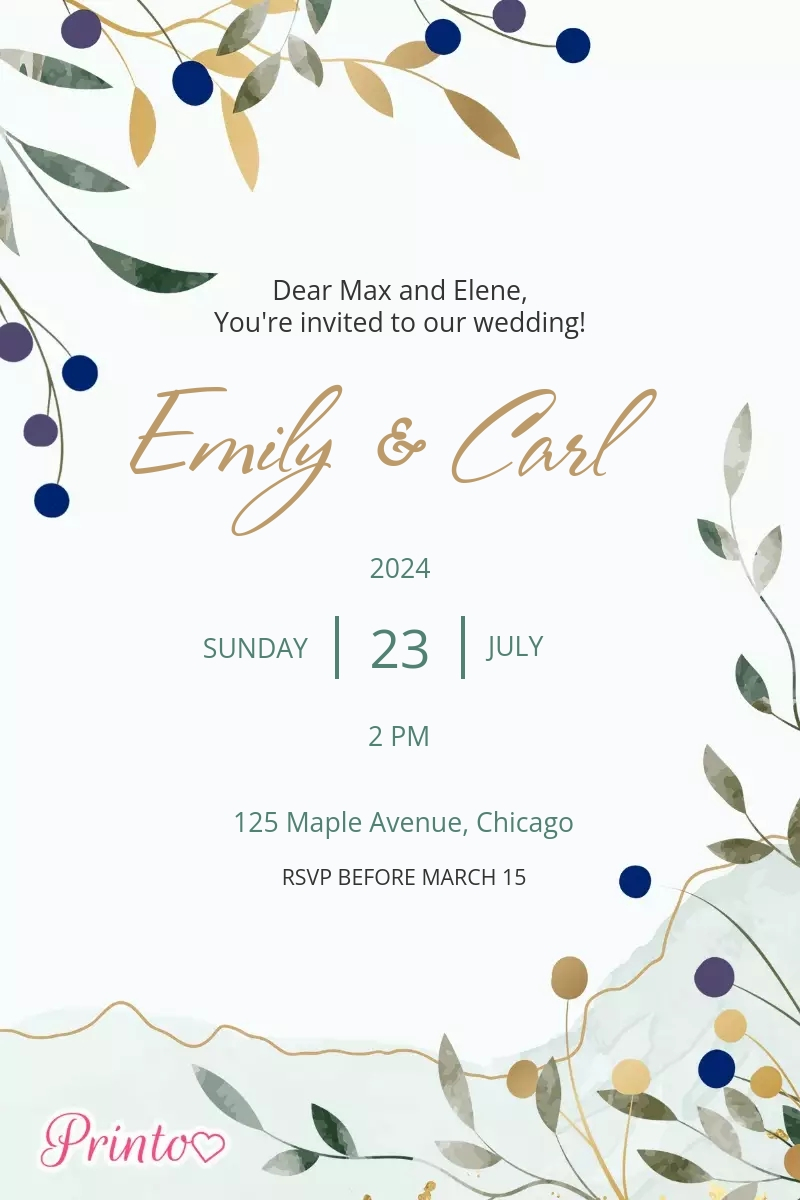 Wedding invitation template "Jade meadows"