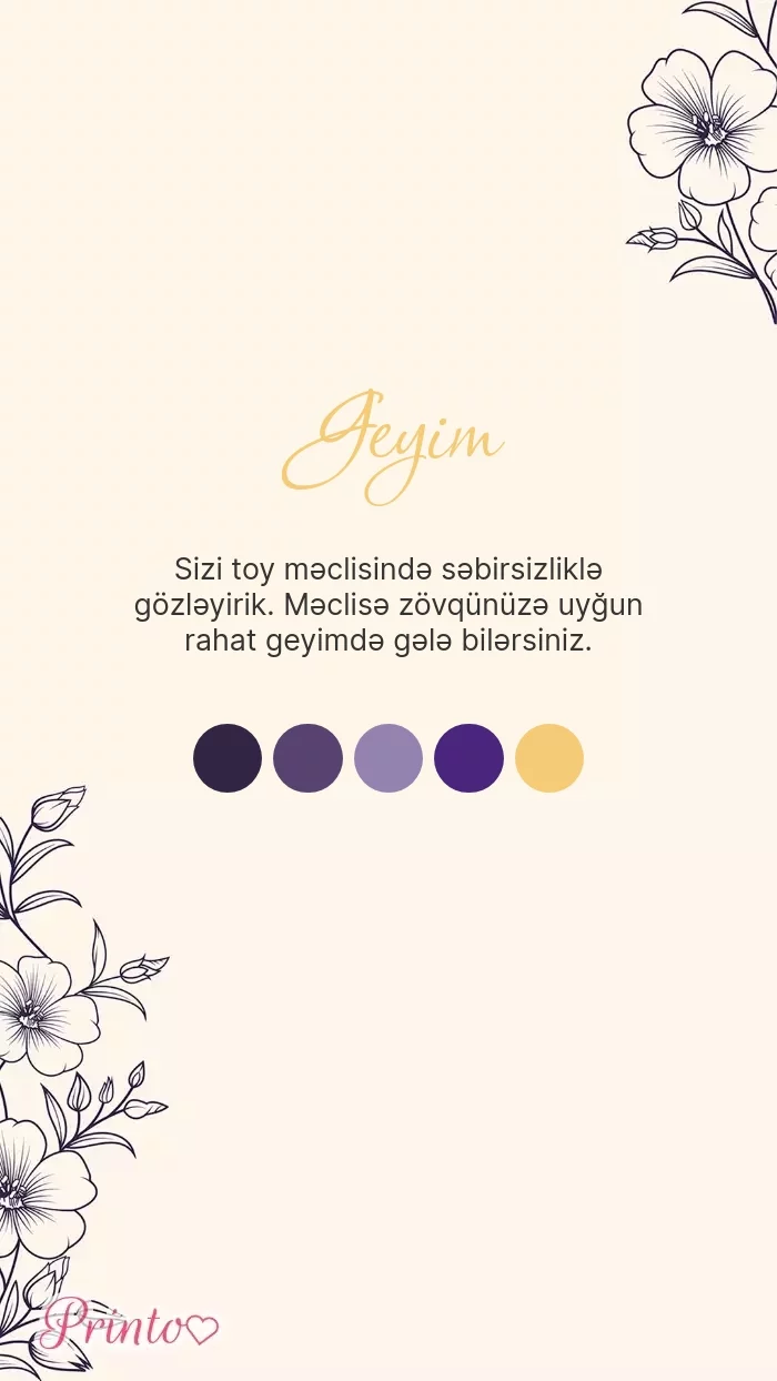 Toy geyim qaydası - Şablon 1