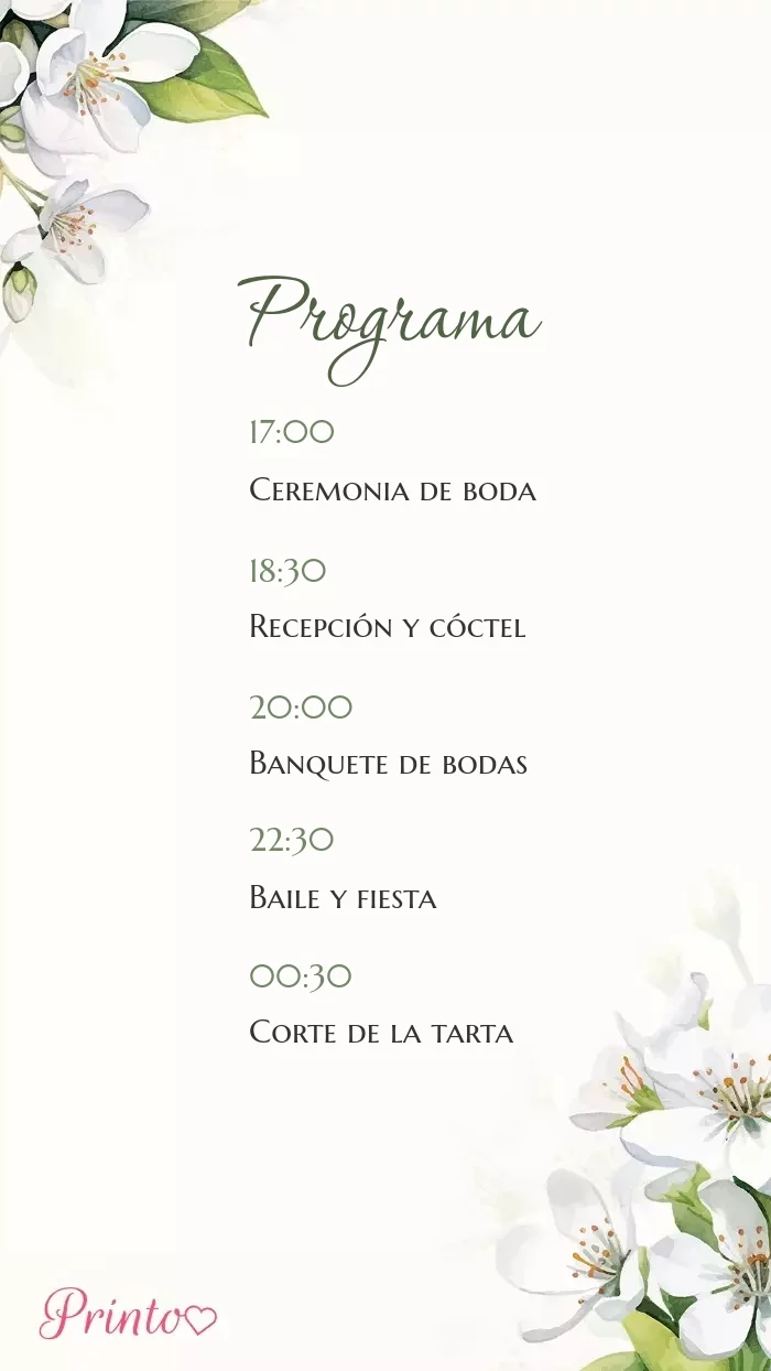 Programa de la boda - Boceto 1