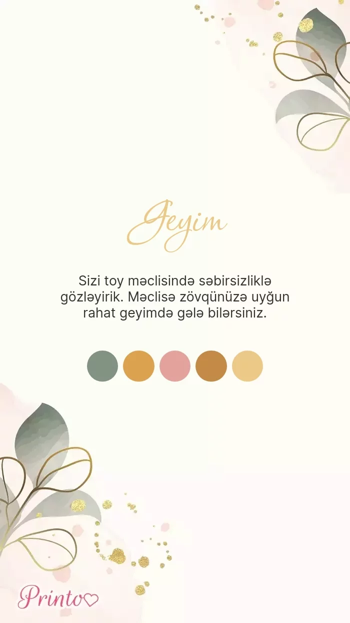 Toy geyim qaydası - Şablon 1