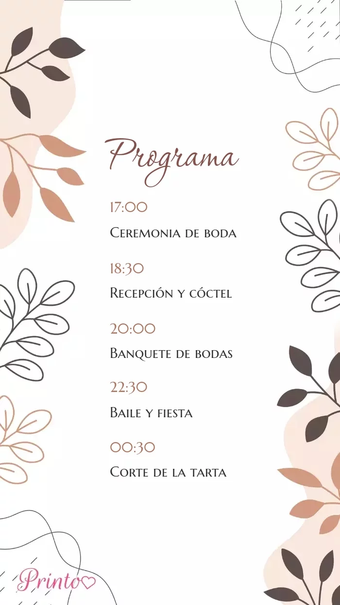 Programa de la boda - Boceto 1