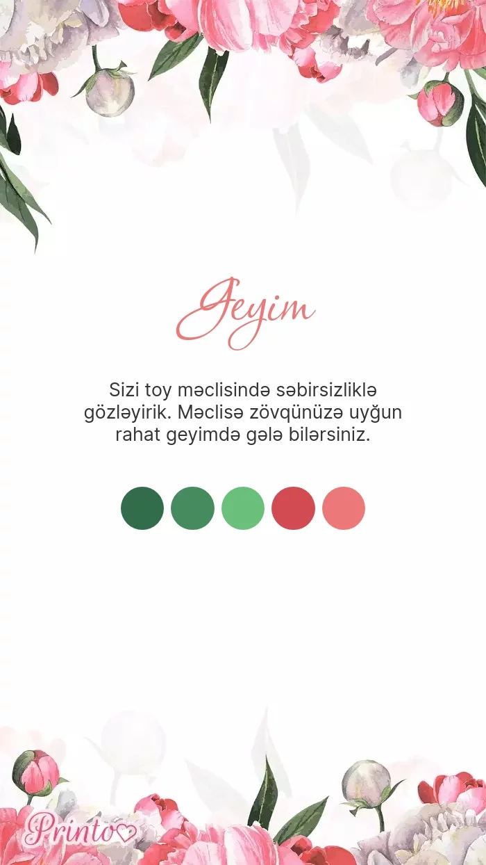 Toy geyim qaydası - Şablon 1