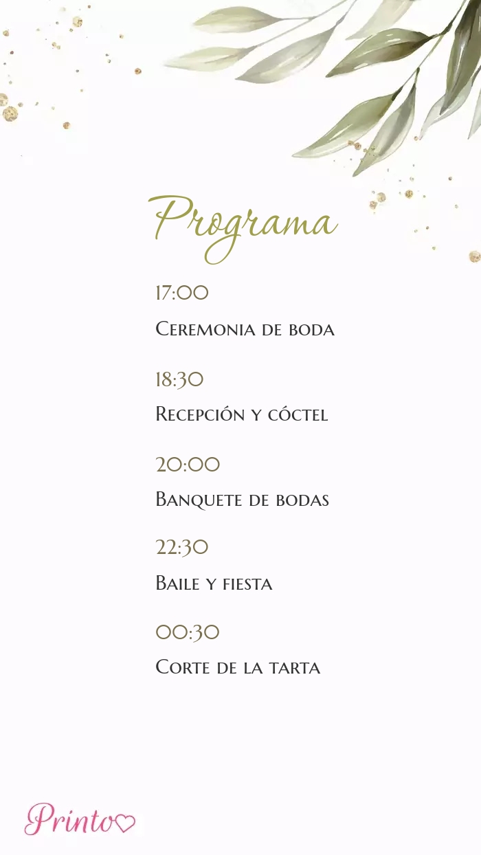 Programa de la boda - Boceto 1