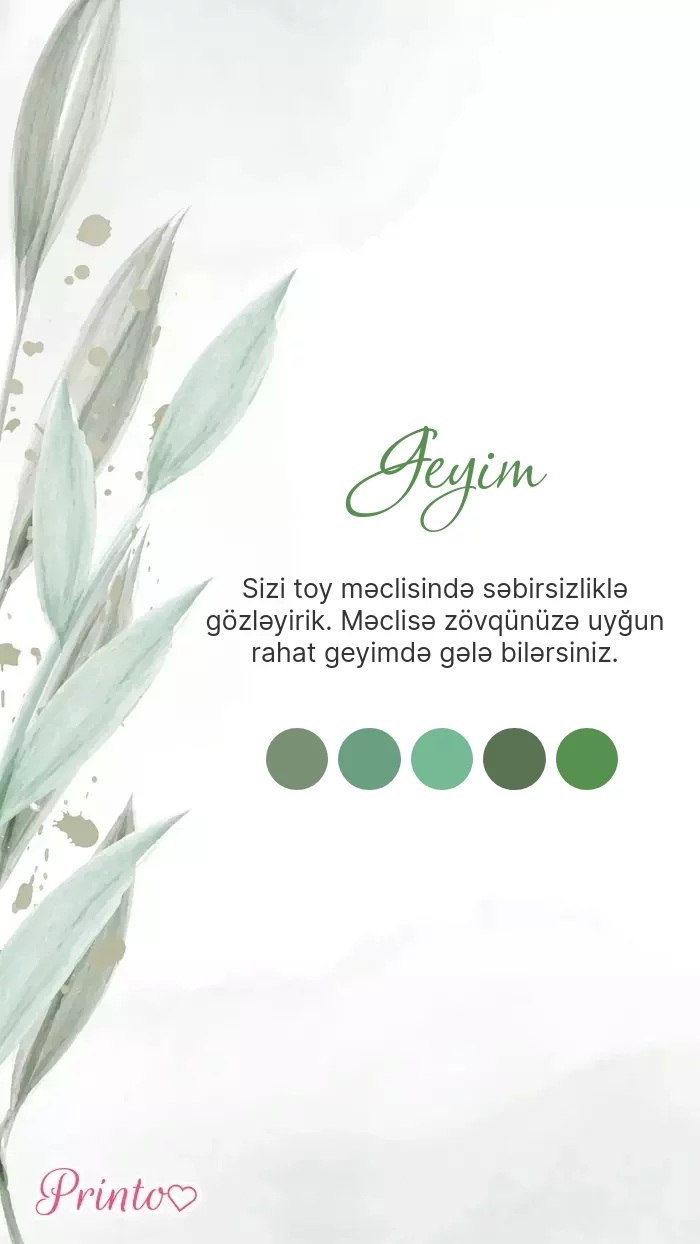 Toy geyim qaydası - Şablon 1