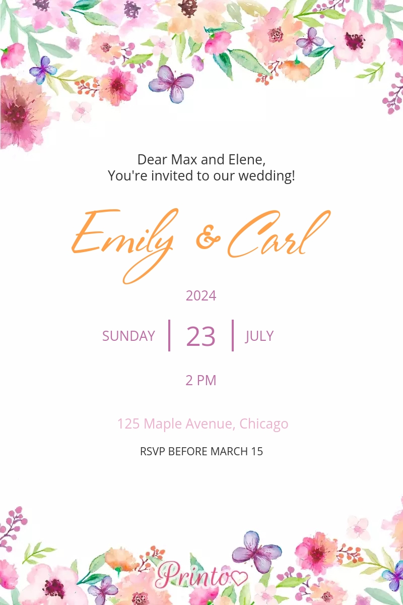Wedding invitation template "Summer Garden"