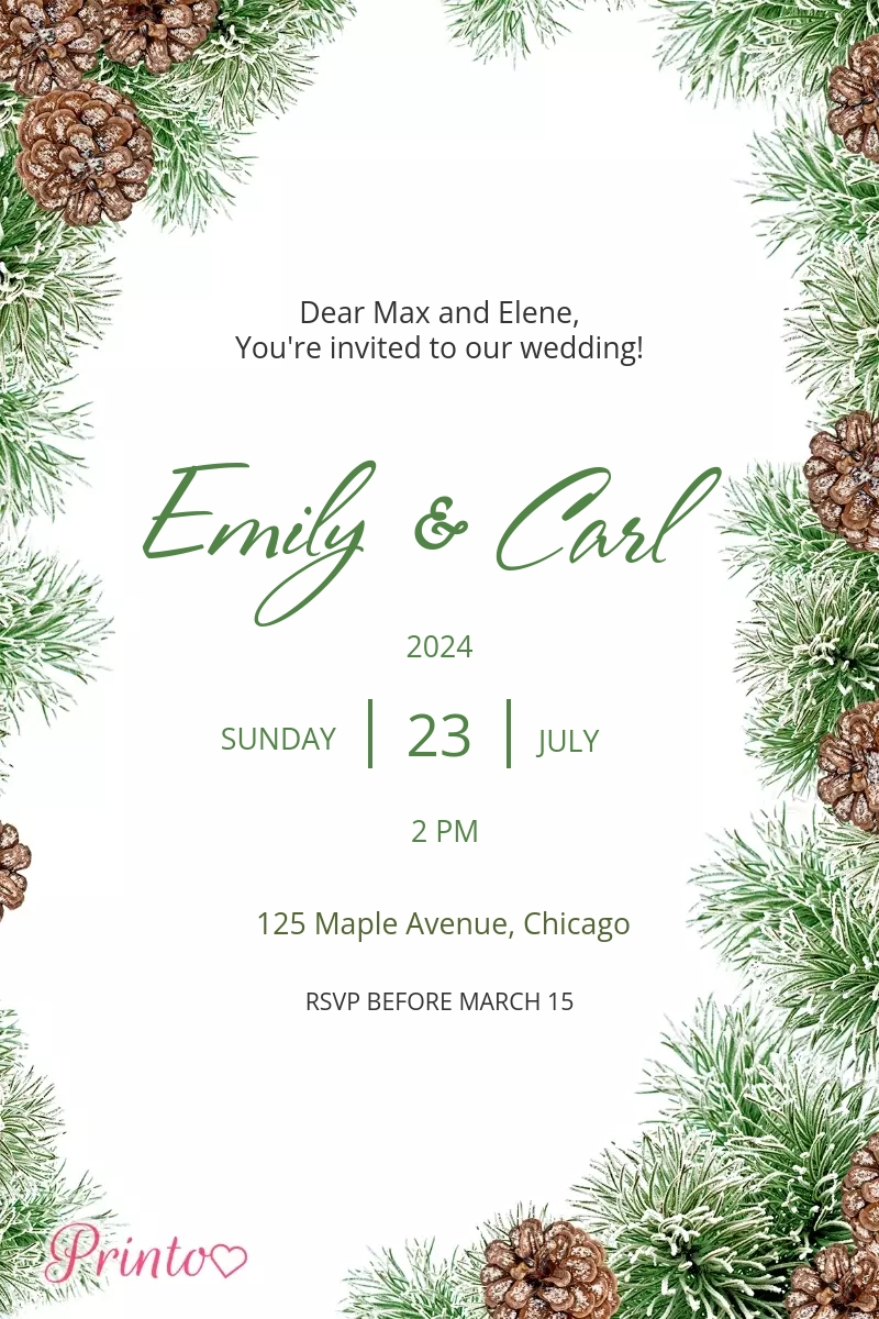 Wedding invitation template "Winter forest"