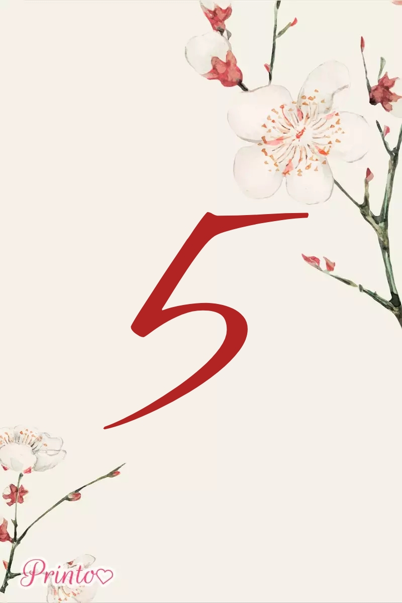 Plantilla de número de mesa "Sakura en flor"