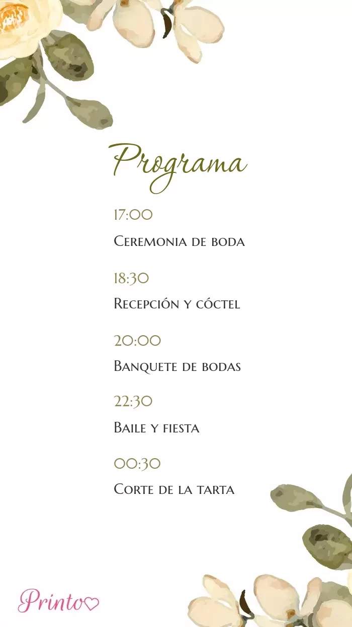 Programa de la boda - Boceto 1