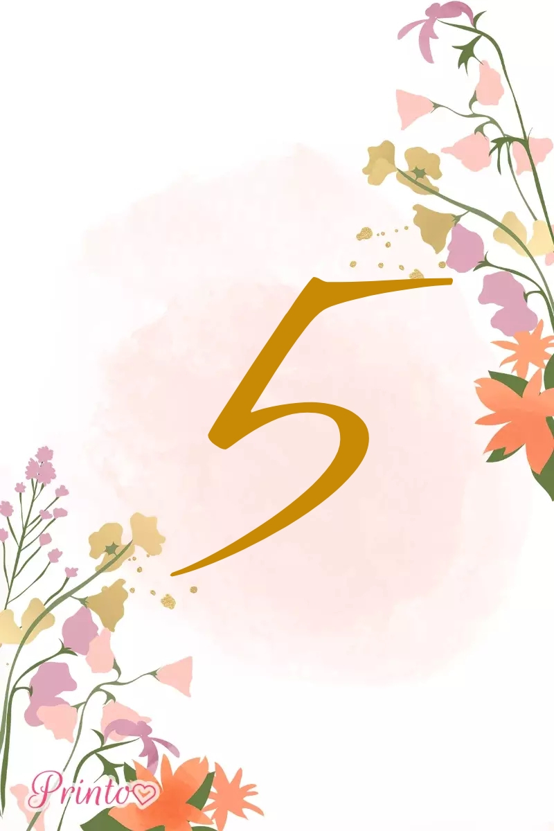 Table number template "Spring meadows"