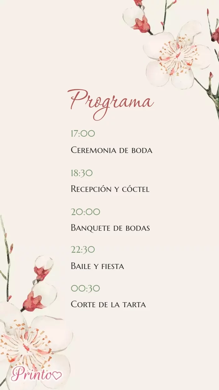 Programa de la boda - Boceto 1