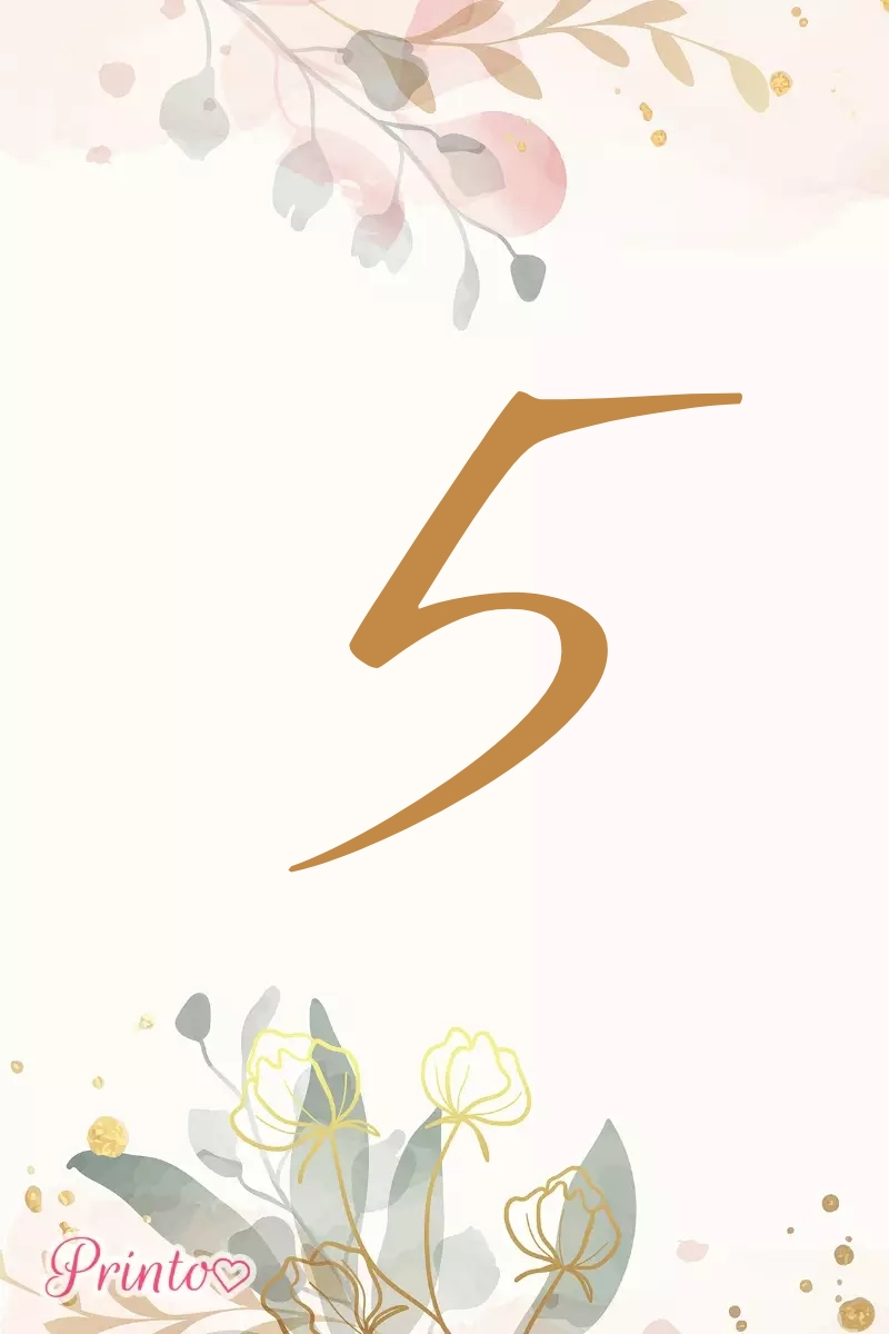 Table number template "Whispering leaves"