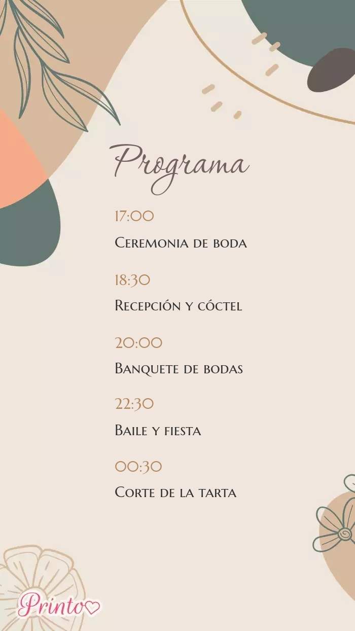 Programa de la boda - Boceto 1