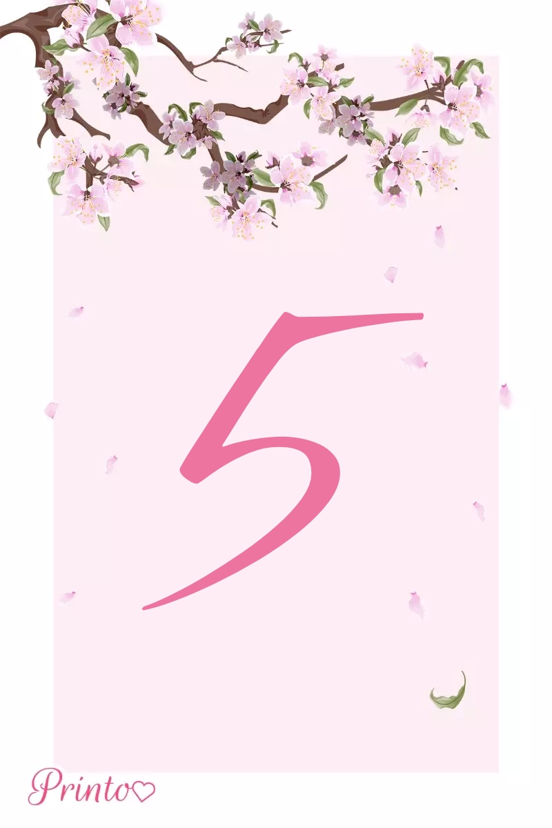 Tischnummernvorlage "Zärtlichkeit der Kirschblüten"