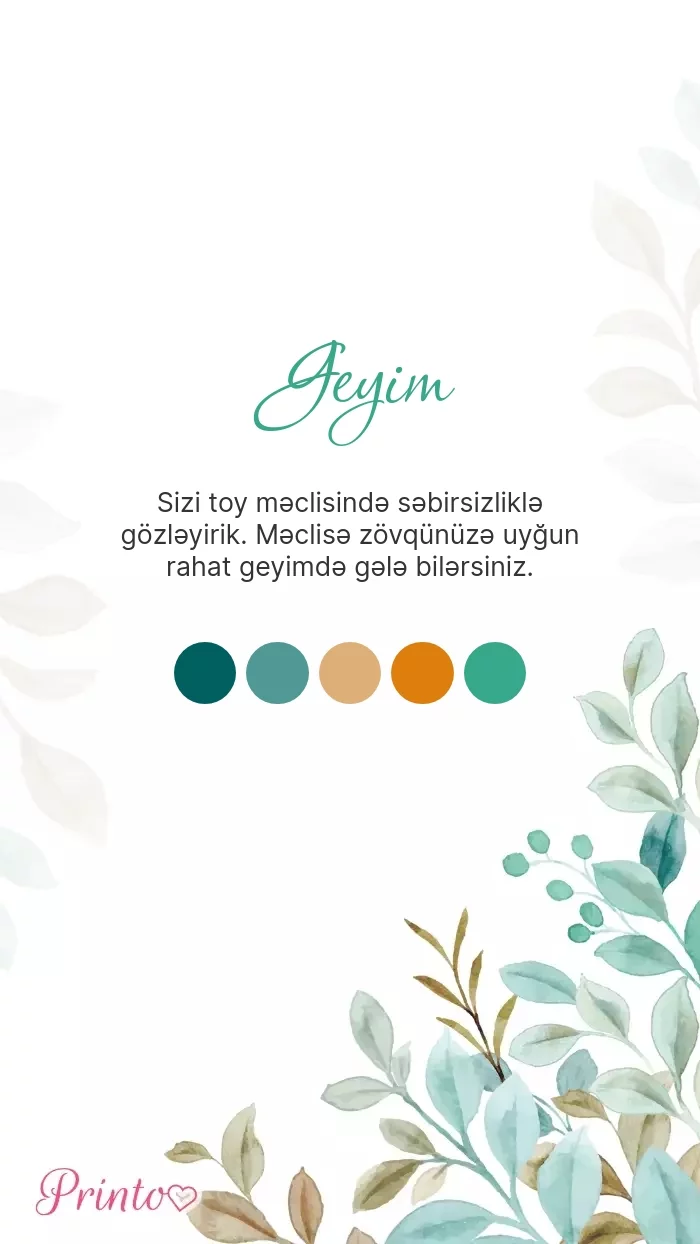 Toy geyim qaydası - Şablon 1