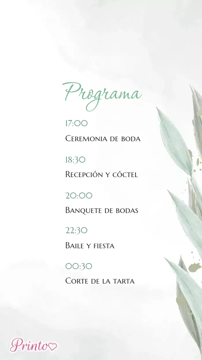 Programa de la boda - Boceto 1