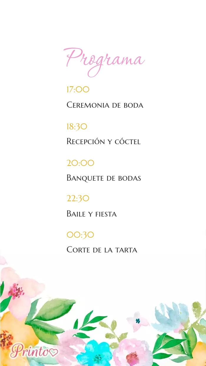 Programa de la boda - Boceto 1