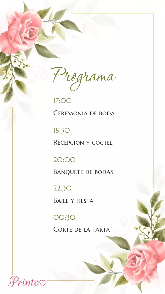 Programa de la boda - Boceto 1