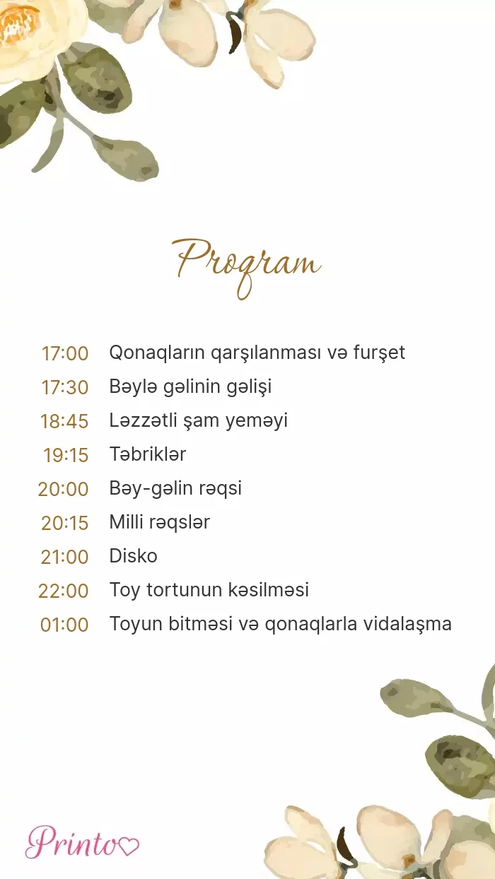 Toy proqramı - Şablon 1