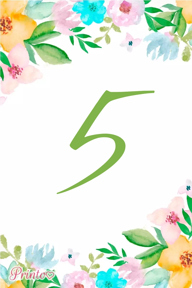 Table number template "Spring breeze"