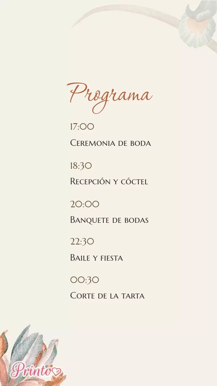 Programa de la boda - Boceto 1