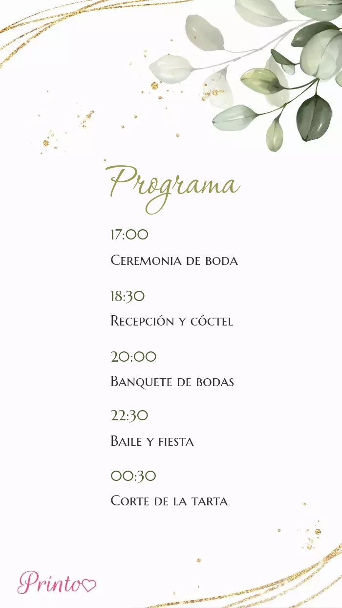 Programa de la boda - Boceto 1