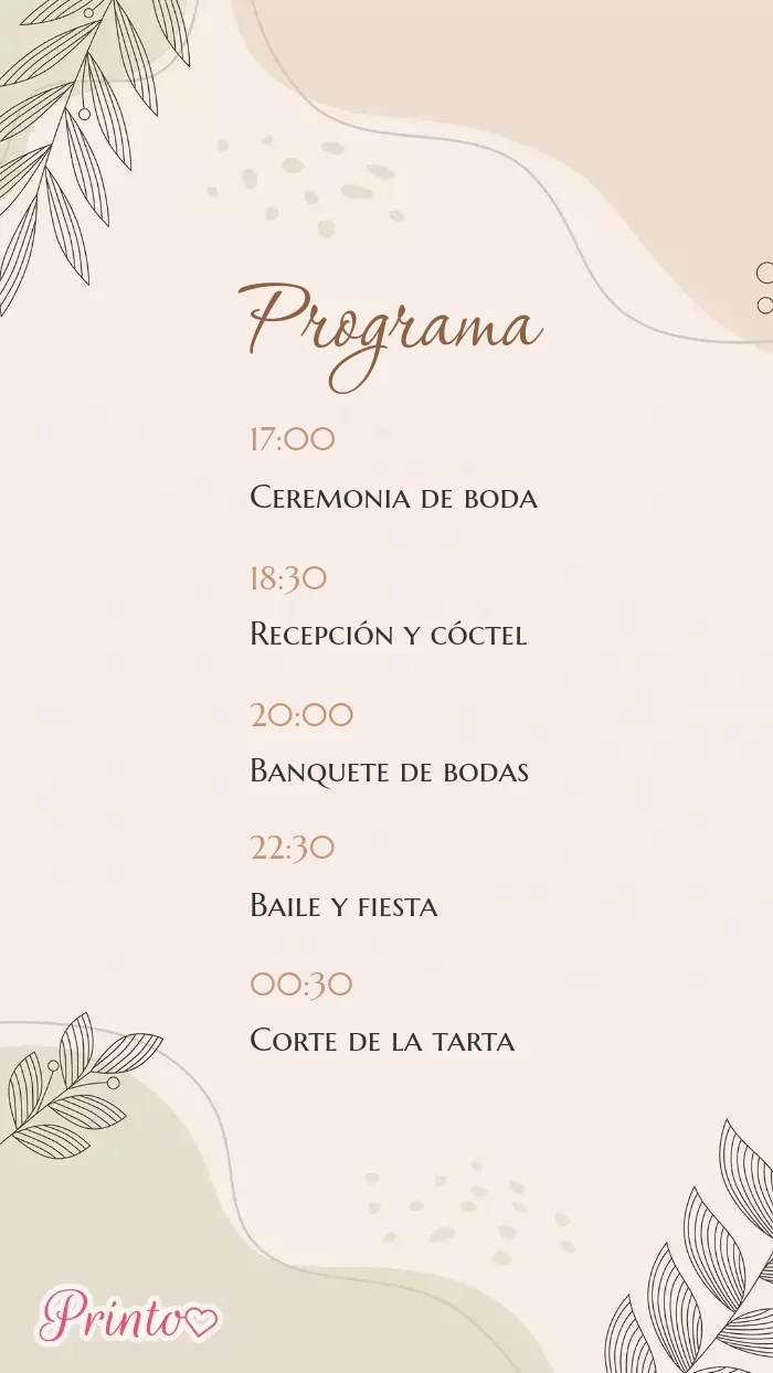 Programa de la boda - Boceto 1