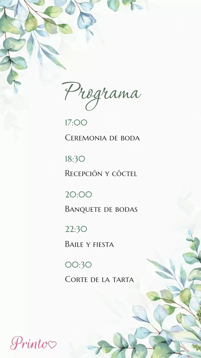 Programa de la boda - Boceto 1