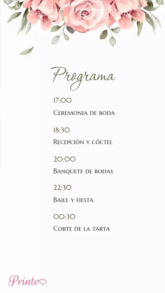 Programa de la boda - Boceto 1