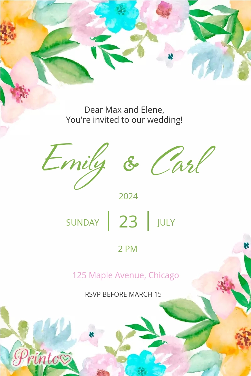 Wedding invitation template "Spring breeze"