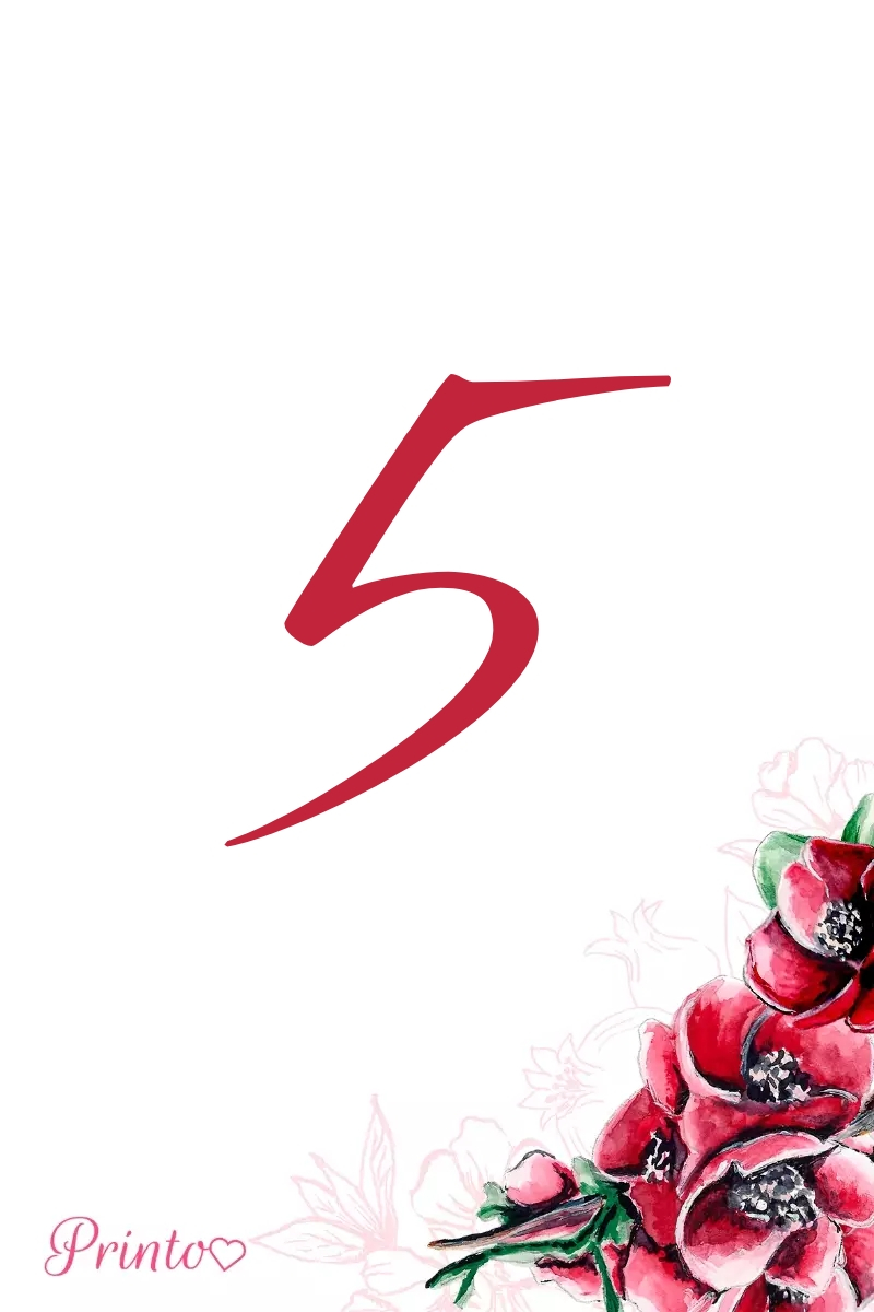 Table number template "Ruby autumn"