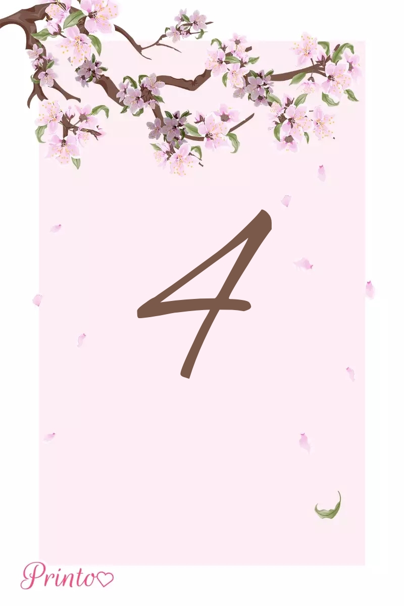 Masa üçün nömrə şablonu "Sakuranın incəliyi"