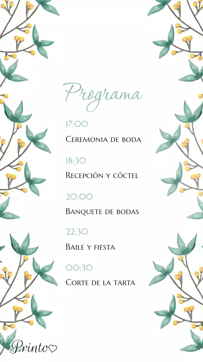 Programa de la boda - Boceto 1