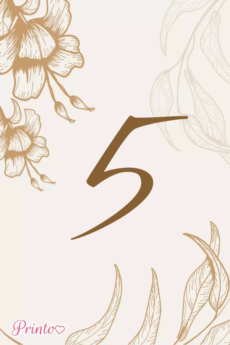 Table number template "Bronze Summer"
