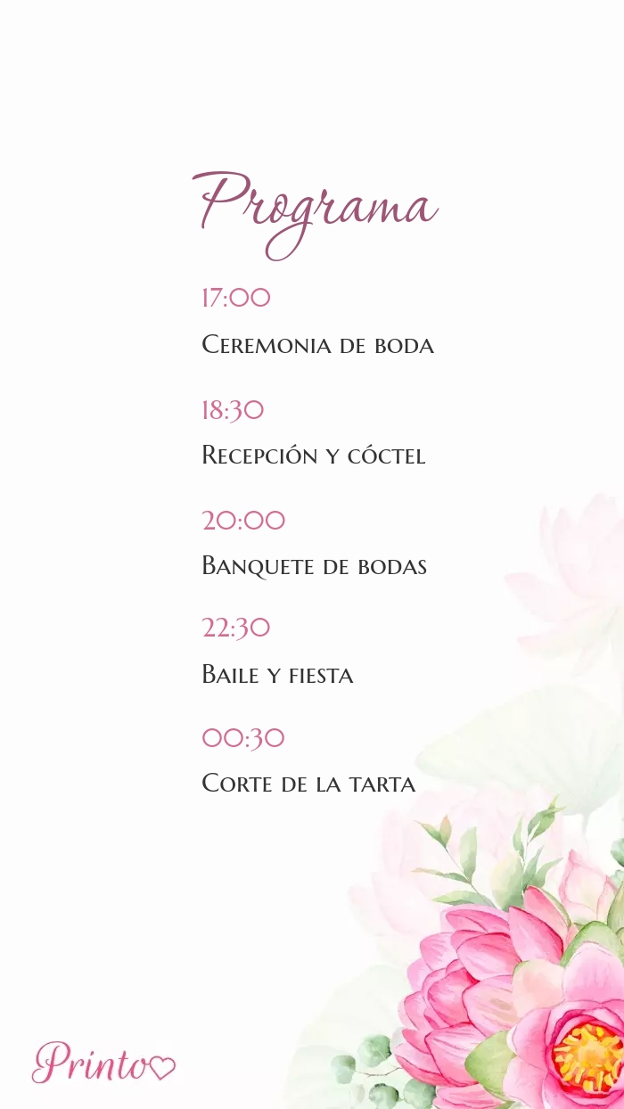 Programa de la boda - Boceto 1