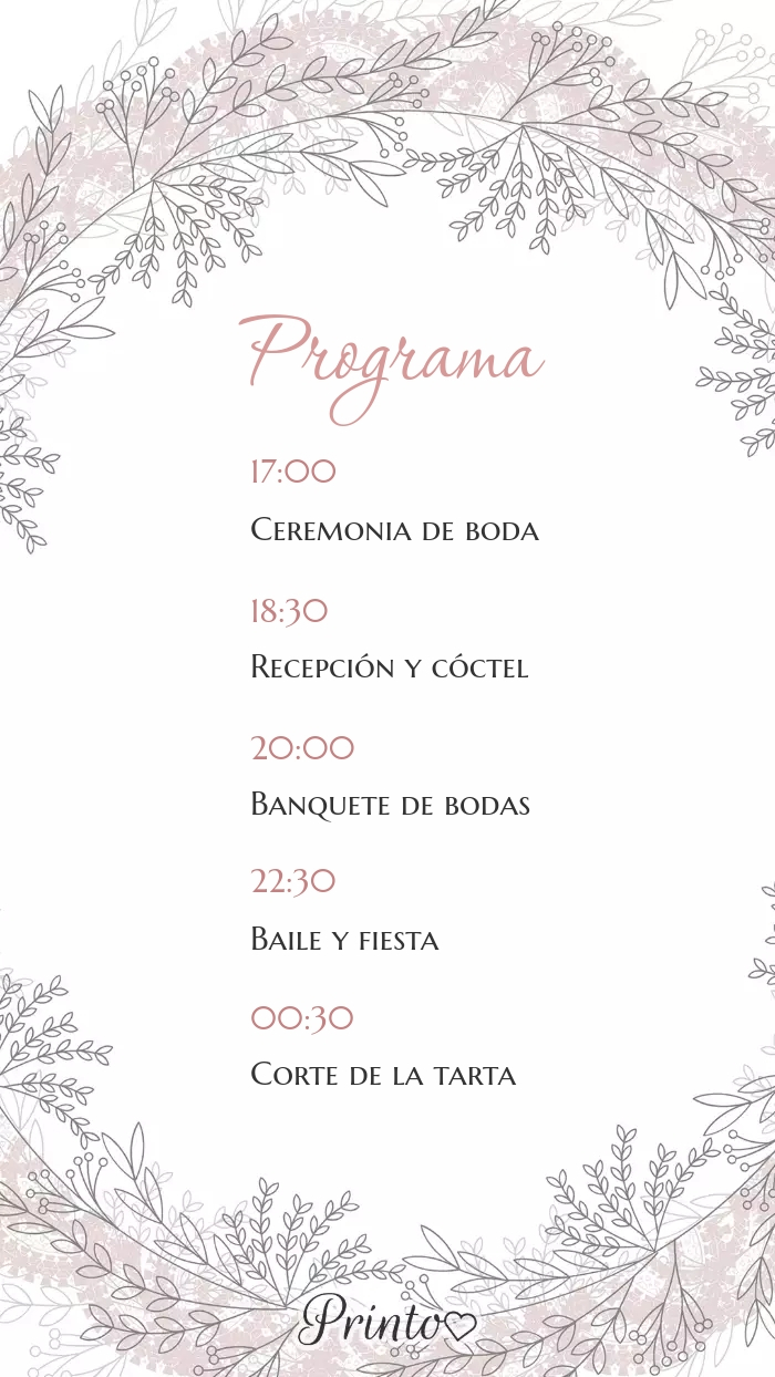 Programa de la boda - Boceto 1