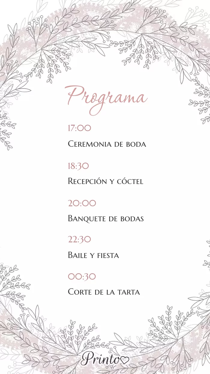 Programa de la boda - Boceto 1