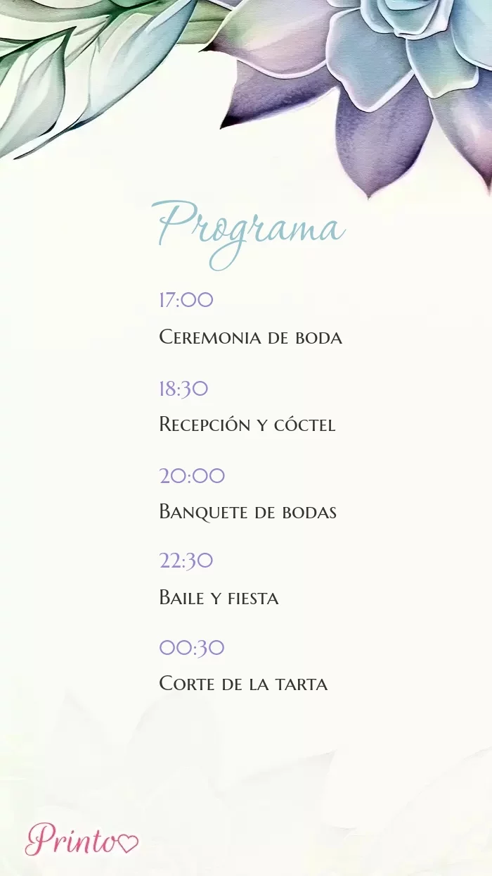 Programa de la boda - Boceto 1